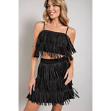 Rhinestone Suede Fringe Tank Top