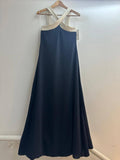 Italian Two-tone Contrast Halter Neck Maxi Dress