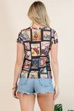 Western Cowboy Stamp Print T Shirt