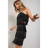 Rhinestone Suede Fringe Tank Top