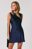The Selena Scarf Fitted Satin Mini Dress