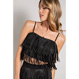 Rhinestone Suede Fringe Tank Top
