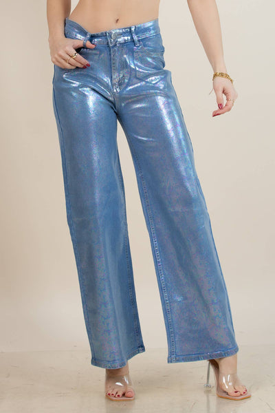 Shine Stretch Wide Denim Pants