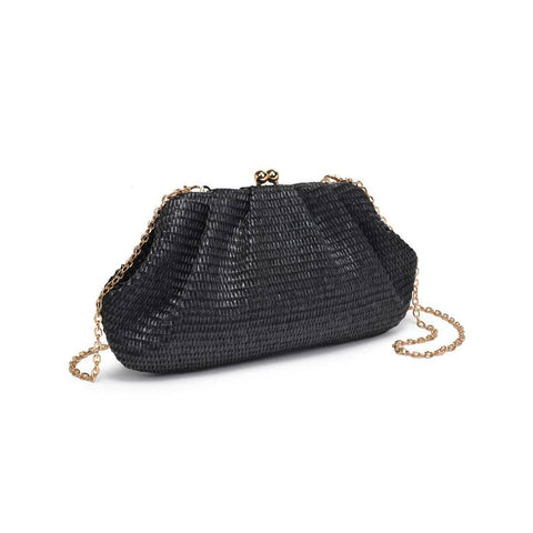 Triana Straw Frame Clutch - Black