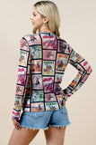 Karen Rodeo Wild  Mesh Print Top