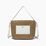 Sunset Straw Bucket Mini Tote Bag: Brown