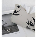 Bamboo Leaf Ink Print Tissue Box Cover