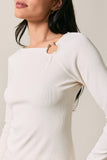 Asymmetric Notch Neck With Gold Ring Top