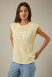 Lemon Glow “Faith” Muscle Sweater Top