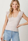 Mystree Flutter Crochet Sleeve Sweater