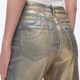 Gold Digger High Rise Gold Foiled Wide Leg Denim