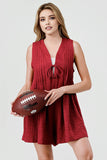 Emmy Pleated Tie Front Gameday Overall Romper