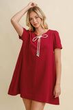 Cotton Gauze Ribbon Tie Mini Dress