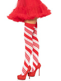 Peppermint Striped Thigh Highs: Red/White / One Size