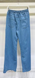 Venti6 Chambray Drawstring Pinstripe Wide Leg Pants