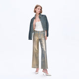 Gold Digger High Rise Gold Foiled Wide Leg Denim