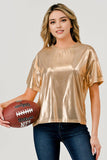 Metallic Slinky Shimmer Game Day T-Shirt Top