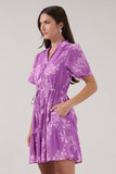 Amo Button Up Mini Dress Orchid- Lavender