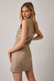 FINAL SALE Recycled Yarn Turtleneck Sleeveless Sweater Dress - Mocha