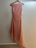 Italian Long Fitted Asymmetrical Neck Mesh Dress