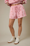 High Waist Dog Print Sweatshorts - Pink