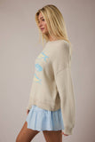 Round Neck Sardines Sweater Top- Melange