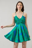 Morgany Floral Cerese Flare Mini Dress- Green Multi