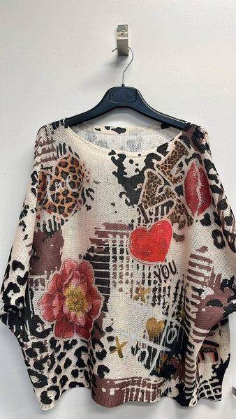 Animal Print Love Italian Printed Sweater