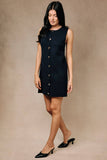 Darla Gold Button Down Sweater Shift Dress