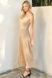Mystree Shiny Mixed Cami Midi Dress: Champagne
