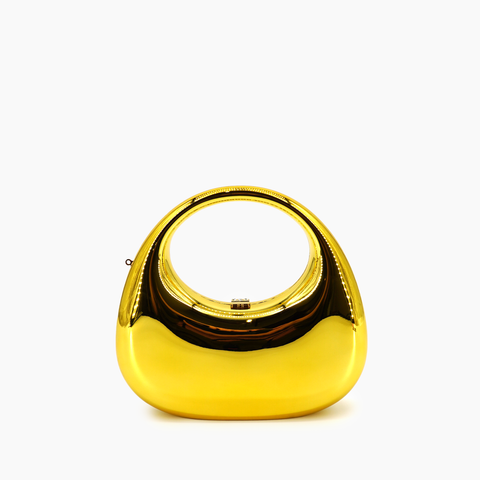 Cleo Aura Metallic Top Handle Clutch Bag: Gold
