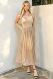 Mystree Shiny Mixed Cami Midi Dress: Champagne