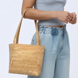 Cork MINI Tote Bag with Front Zipper Pocket | Rustic Cork