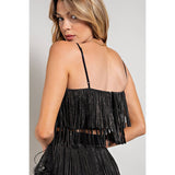 Rhinestone Suede Fringe Tank Top