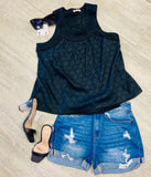 Cinzia Jacquard Tank Top -Black