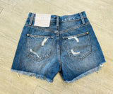 Petra 153 Distressed High Rise Mom Shorts -  Medium Wash