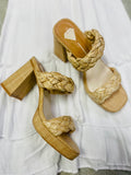 Chloe Braided Raffia Twist Block Heel Sandals - Natural