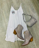 Angel Crystal Bling Low Cowboy Boots - Silver