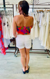 Soleil Floral On the Low Pleated Tube Top