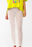 The Q2 Maxi Sheer Crochet Skirt - White