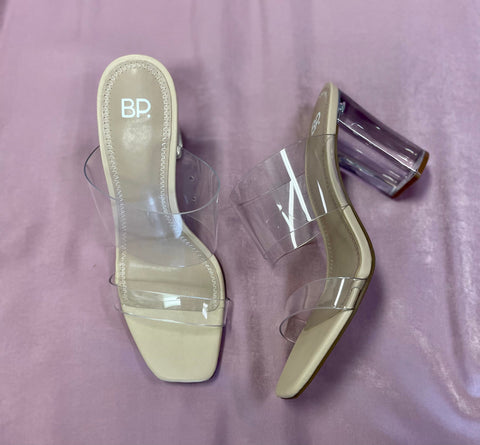 BP Naomi Acrylic Clear Heel & Strap Sandal - Clear