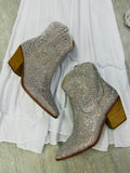 Angel Crystal Bling Low Cowboy Boots - Silver