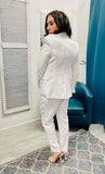 Glam Girl Notched Neck Solid Blazer - Off White