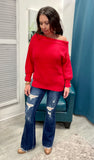 Sweet Distressed Petra Mid-Rise Flare Jeans - Dark Wash