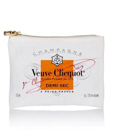 Flat Zip Pouch- White/Gold