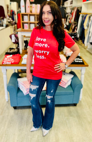 Love More Worry Less Valentine's Shirt, Valentine's Day - Red