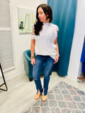 The Q2 Oh Split Flare Jeans - Medium Blue
