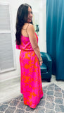 Lava Flow Meara Satin Maxi Dress - Pink-Orange