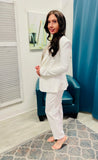Glam Girl Notched Neck Solid Blazer - Off White