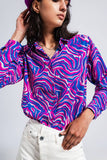 The Fluid Bright Abstract Shirt - Purple